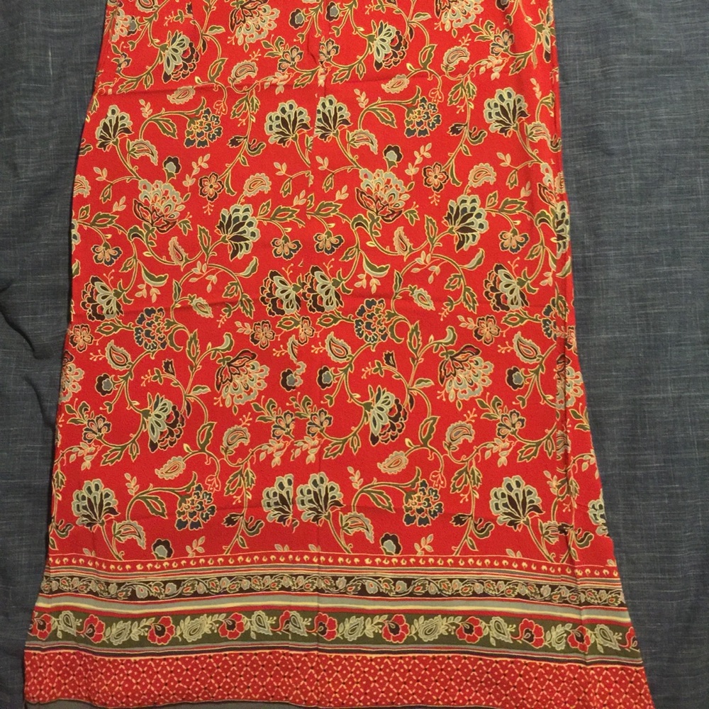 Talbots Red Floral Pencil Skirt